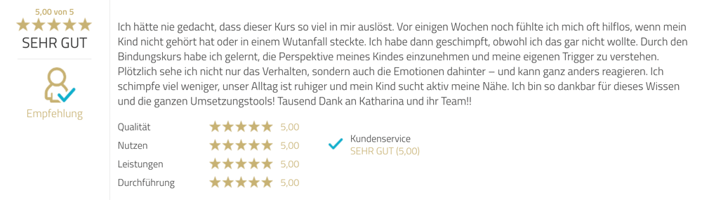 Echte Stimmen von Eltern über den bindungsorientierten Onlinekurs von Sichtwechsel
