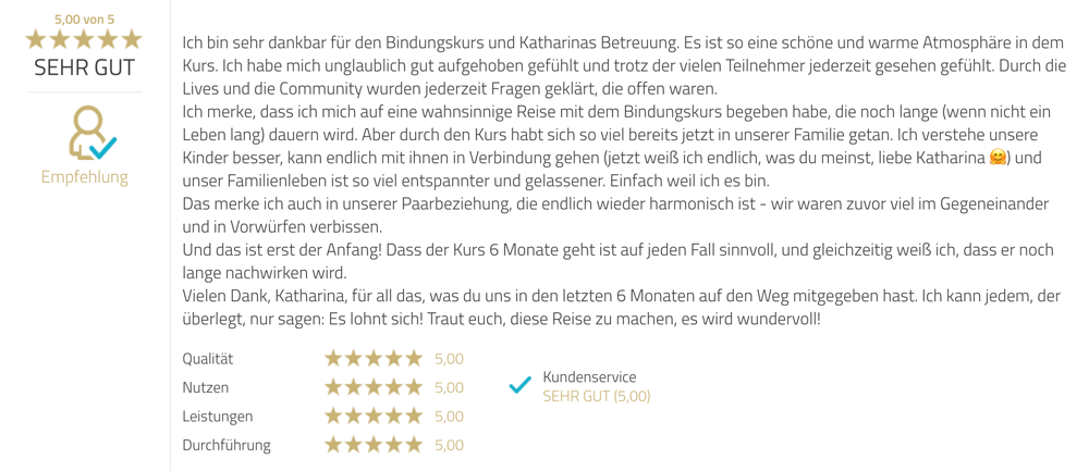 Echte Stimmen von Eltern über den bindungsorientierten Onlinekurs von Sichtwechsel