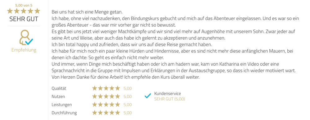 Echte Stimmen von Eltern über den bindungsorientierten Onlinekurs von Sichtwechsel